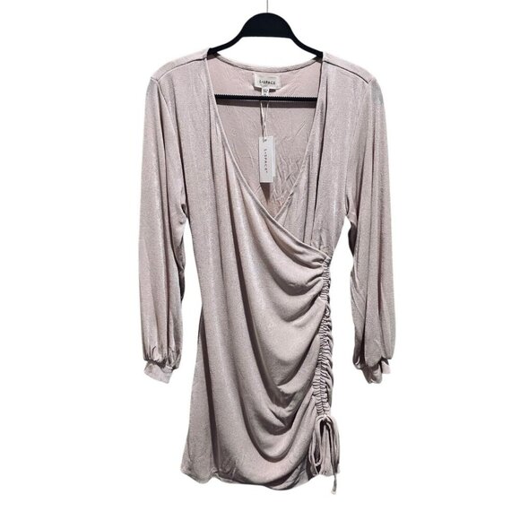 L*Space‎ Womens Size L Melissa Mini Dress in Seashell Blush Ruched Detail NWT - Picture 1 of 9